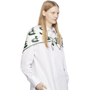 Burberry Green & White Duck Print Scarf NWT